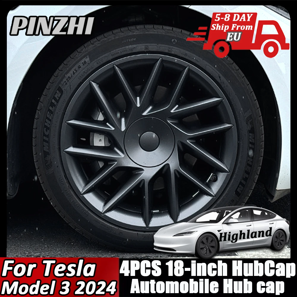 Capuchon de roue de remplacement pour Tesla modèle 3 Highland 2024 2025, 4 pièces, 18 pouces, nouvelles performances, accessoires de couverture de jante complète