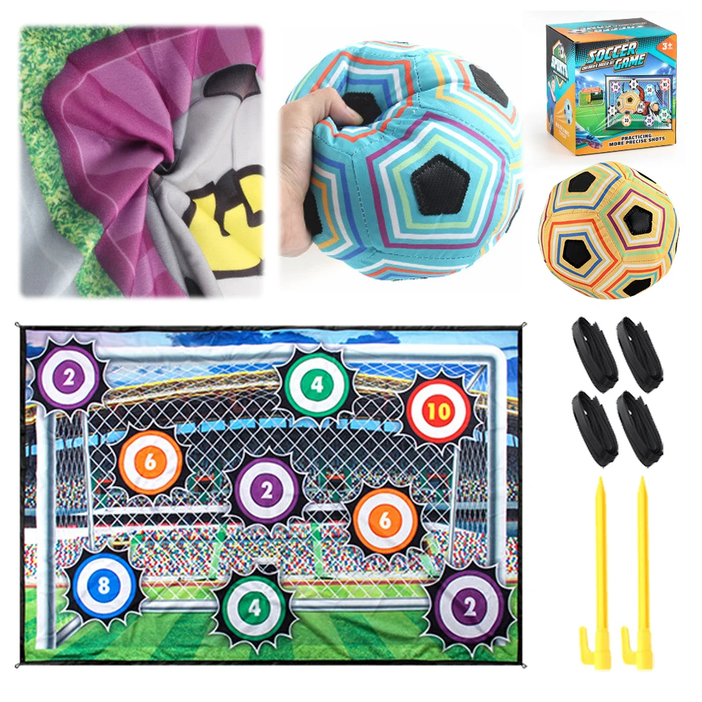 Set di tappetini da calcio da 100 cm con palline adesive Toss Goal Game Set di mini giochi di calcio pieghevoli per bambini Ragazzi Ragazze