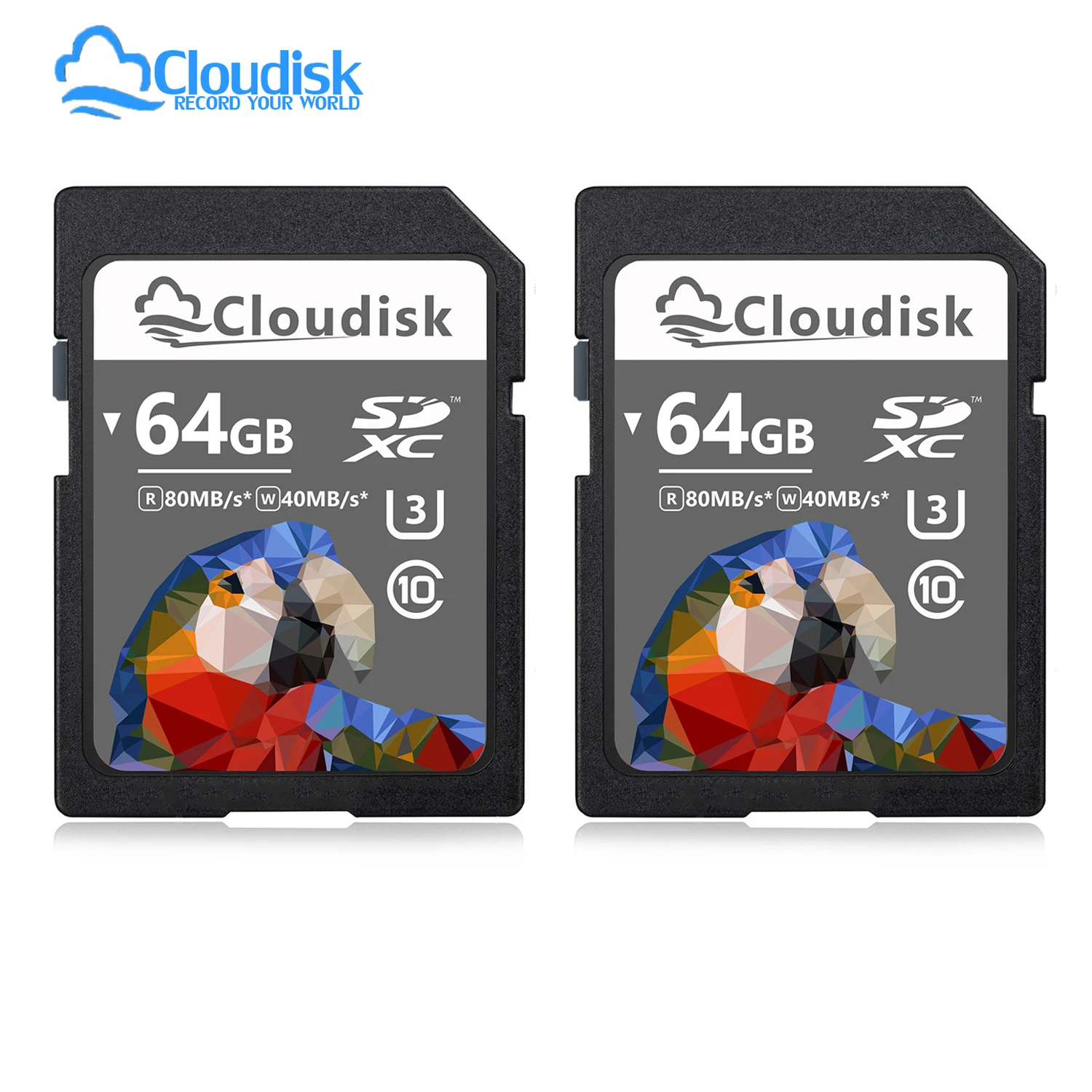 Cloudisk kartu SD 2 pak, 32GB 64GB 128GB U3 V30 SDXC UHS-I 4K UHD SD kartu memori Flash 4GB 8GB 16GB SDHC C10 untuk kamera mobil DV SLR