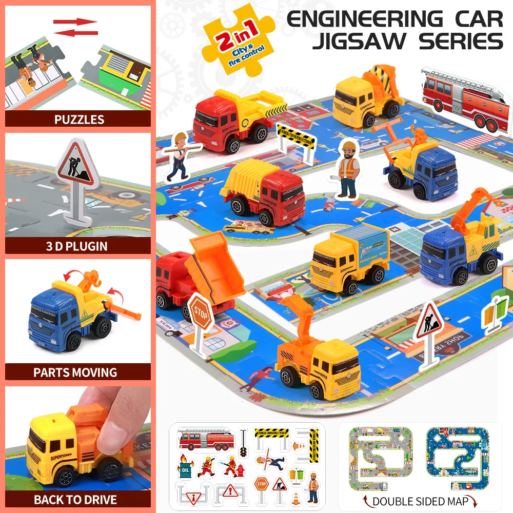 Children Puzzle Electric Track Toy Car DIY Rail Engineering Vehicle Children Educational toy Set Christmas Gift Toy for Boy Girl