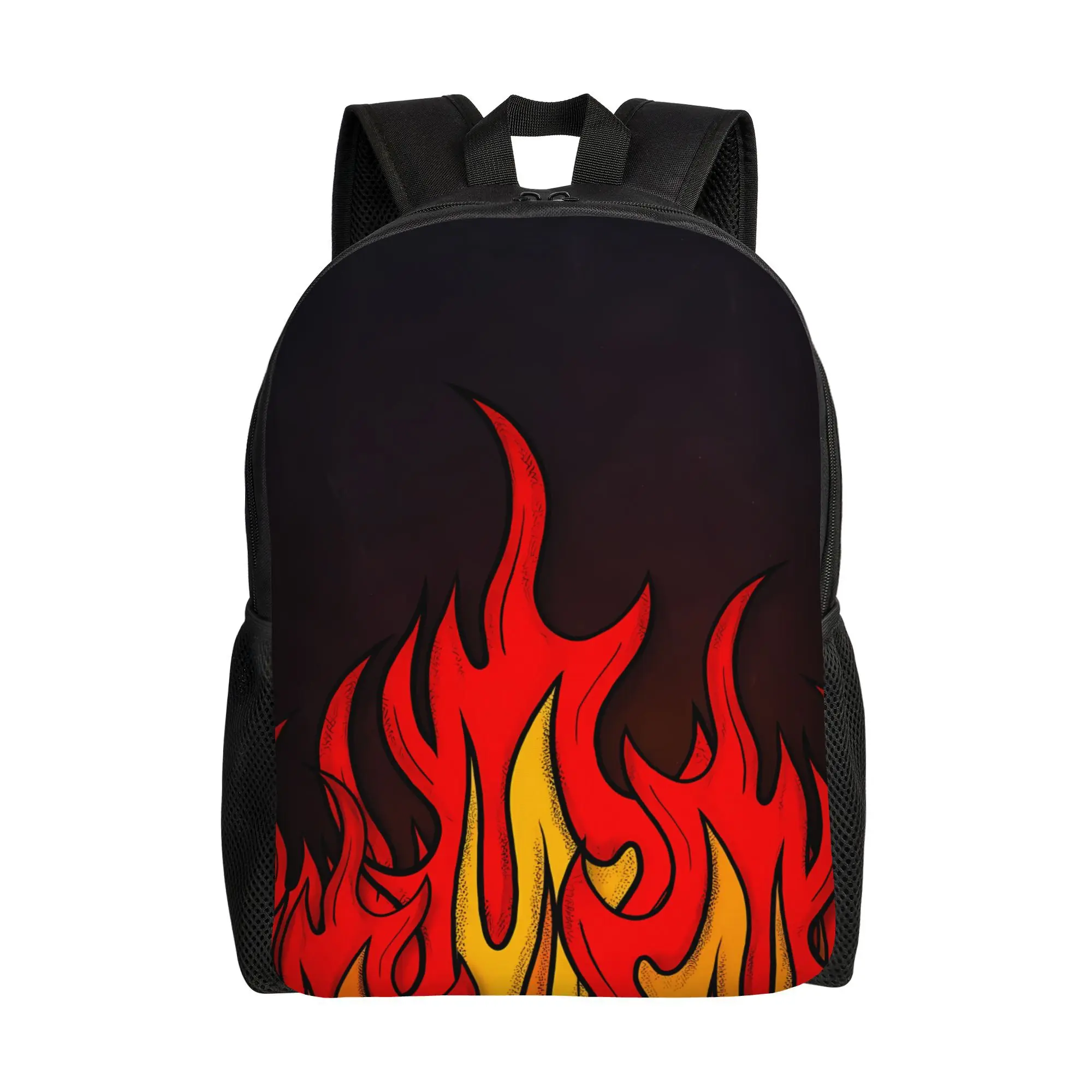 Retro Hot Red Fire Flame Bottom Pattern Backpack Student Boys Girls BookBag School Bag Computer Shoulder Bags