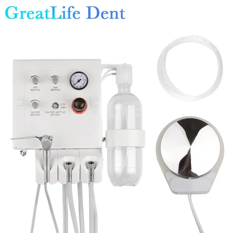 GreatLife Dent Portable Dental Wall-mounted Air Turbine Unit Dental Metal Desktop Turbine With Syringe And Handpiece Prophy