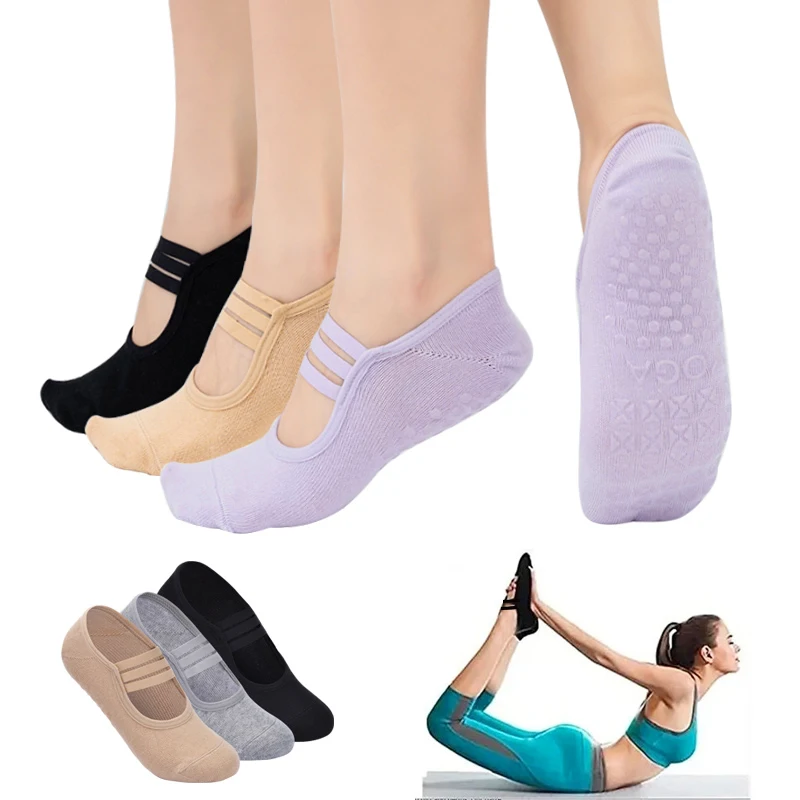 3Pairs Professional Bandage Yoga Socks Non-Slip Backless Pilates Socks Women Sport Ourdoor Fitness Breathable Ballet Dance Socks