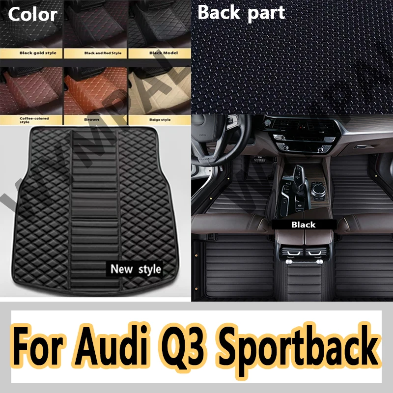 

Роскошные автомобильные коврики из искусственной кожи на заказ для Audi Q3 Sportback 2020-2023, детали интерьера, автомобильные аксессуары