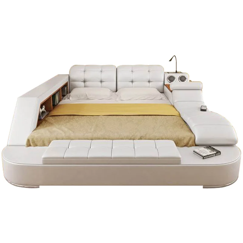 

Large master bedroom soft bed foreign trade multi-functional massage bed modern simple 1.8 meters double tatami leather bed