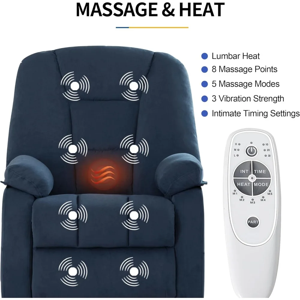 كرسي هزاز دوار كهربائي للبالغين، كراسي كراسي هزاز مع تدليك وسرارة لغرفة المعيشة، قماش كهربائي
