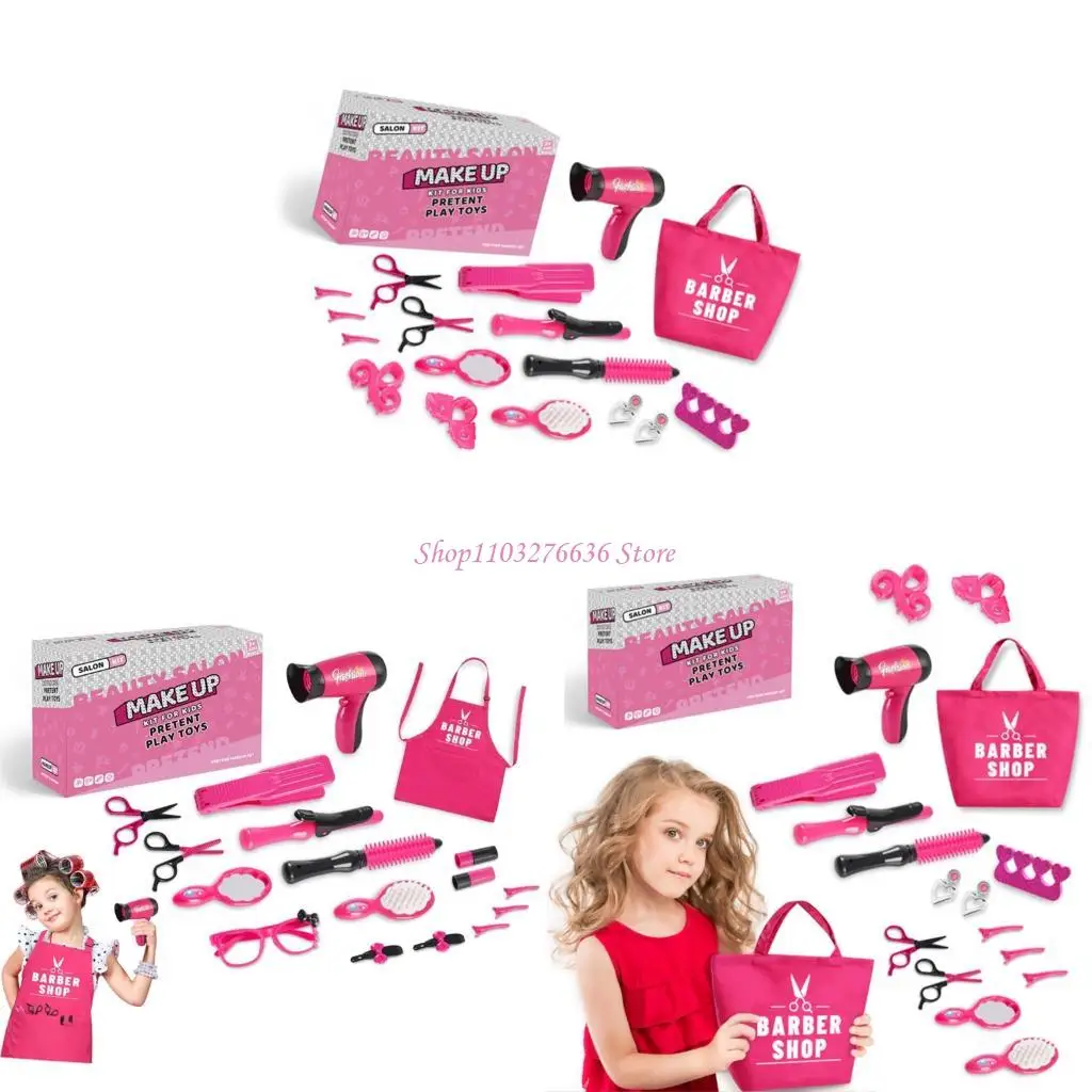 R6FD Pretend Play Hair Salon Kits Hair Styling Tool For Children Beauty Salon Playset for Children Social Skill Development