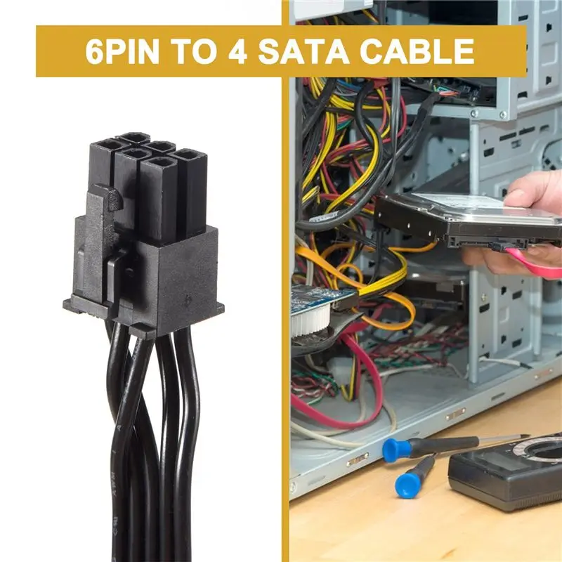 Efficient Pcie 6Pin Male To 4 SATA Power Supply Cable For Seasonic Focus+/ MK3/ FX/ P Series 850PX 750PX 650PX 550PX PSU