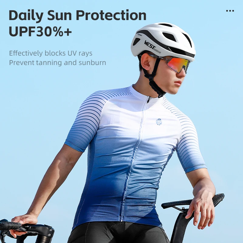 WEST BIKING Professional Cycling Jersey Slim Fit Men Short Sleeve Breathable MTB Biike Sports Clothing Quick-drying Summer Gear