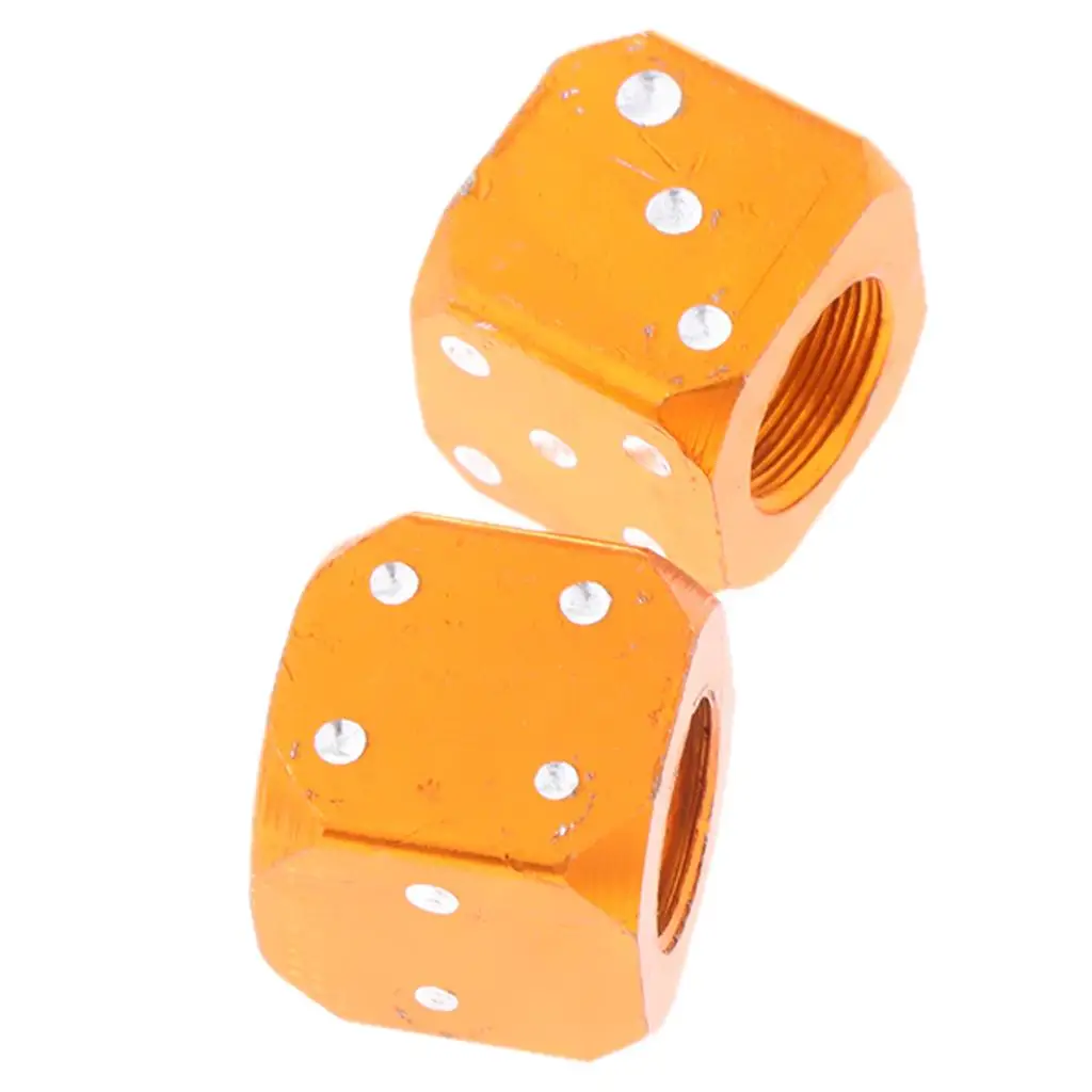 2x Orange Dice Cube Tire/Wheel Stem Air Valve CAPS Covers car truck