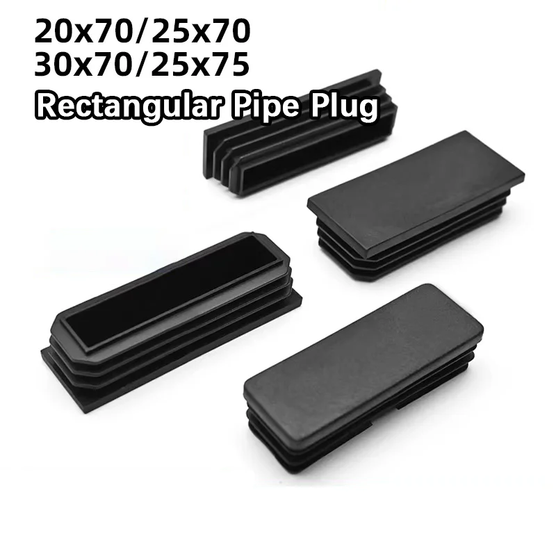 4/20/100PCS 30*70 25*70 20*70 25*75 Plastic Rectangular Square Tube End Caps Inner Plugs for Stainless Steel Pipe