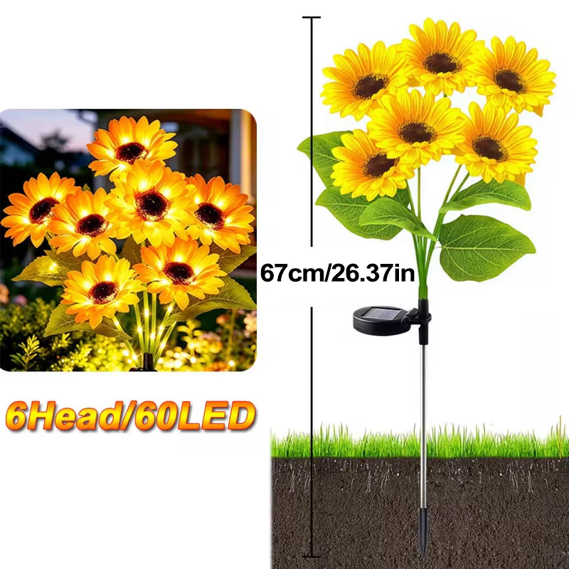 Solar Garden Lights Gift for Mom Outdoor Waterproof Sunflower Decor Yard Patio Pathway Lights