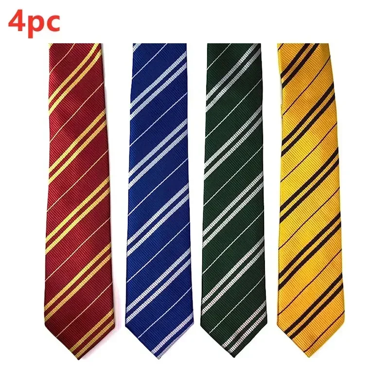 4PC Movie Character Theme Party Red Tie Fantasy Movie Magic Academy Striped Tie Decoration Prom Halloween Coplay Costume Props