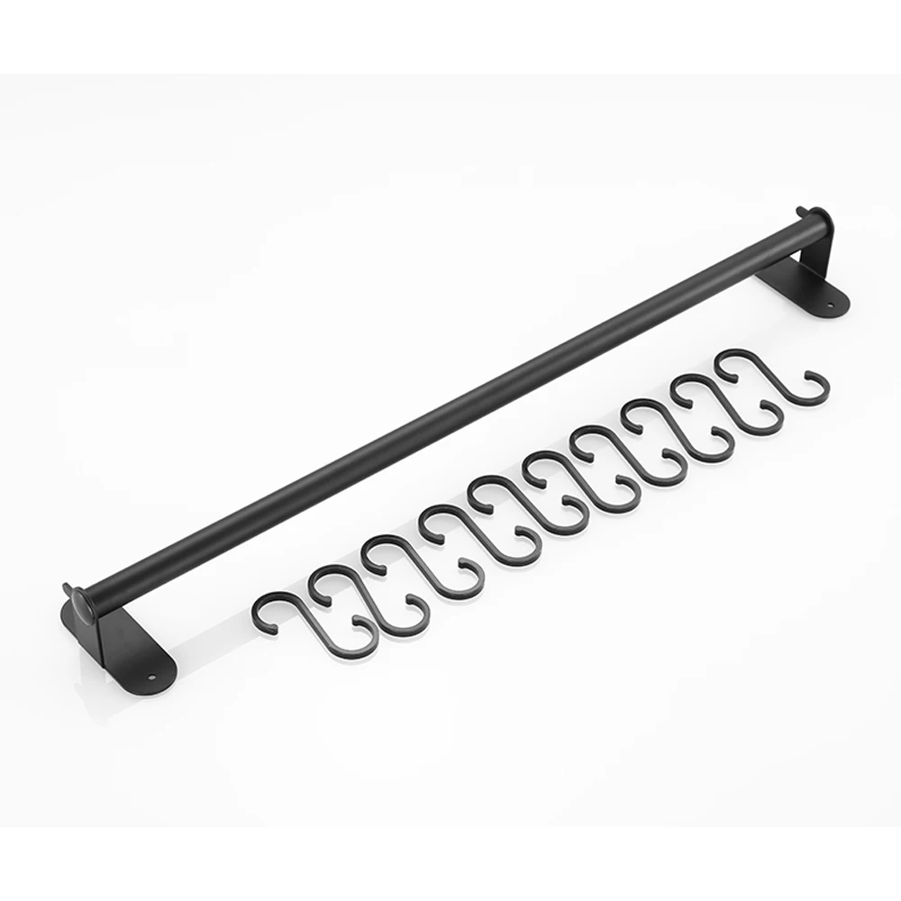 Kitchen Storage Rack Wall Mounted Storage Hanging Rack Hanger with Hook Towel Bar Pot Cabinet Shelf Storage Holder Cutlery Rack