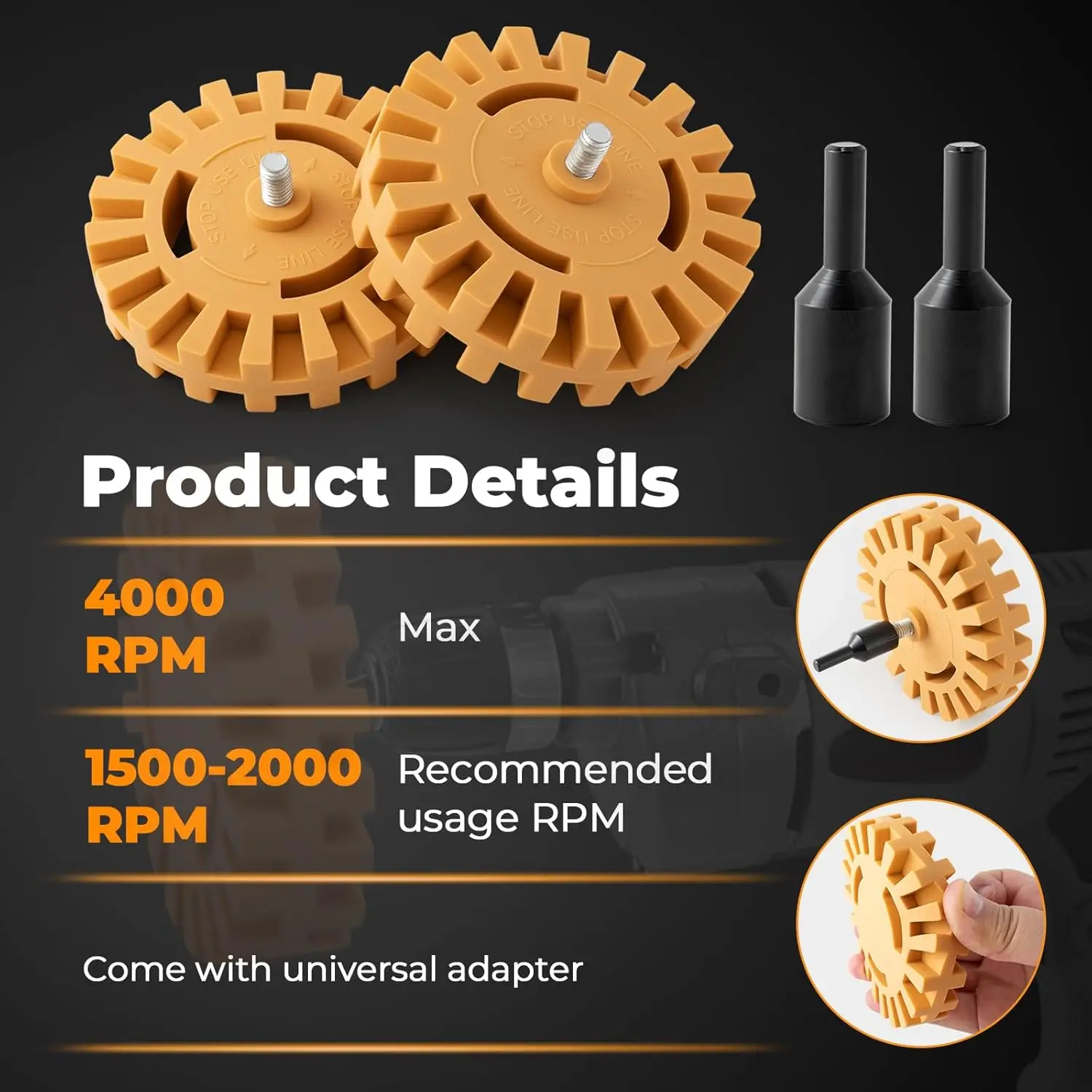 FOSHIO Decal Remover Eraser Wheel Tool Kit 20/25MM Thick Pneumatic Rubber Disc Car Sticker Cleaning Scraper With Plastic Blades