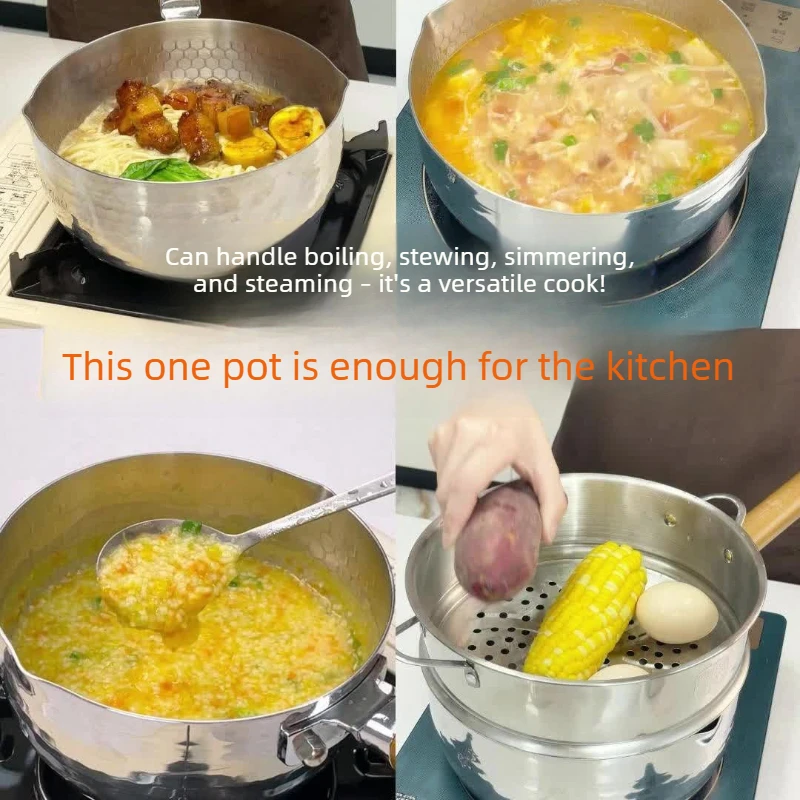 Unisex 20cm 316L Stainless Steel Milk Pot, Food-Grade Small Soup Cooker for Baby, Noodles, Corrosion-Resistant Scratch-Proof
