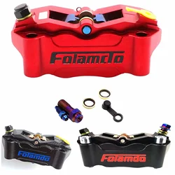 Universal Motorcycle Front Brake Caliper 100mm Mount 4-piston Radial Brake Pump For Honda  Kawasaki Suzuki Yamaha Aerox BWS RSZ