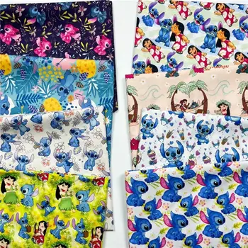 45*145cm popelín z bavlněné látky s motivem Disney Stitch, šicí a prošívací tkaniny, látky Lilo & Stitch, vyšívání, kutilství, ručně vyráběné 6 nejlepší prodej látka Lilo a Stitch - №3