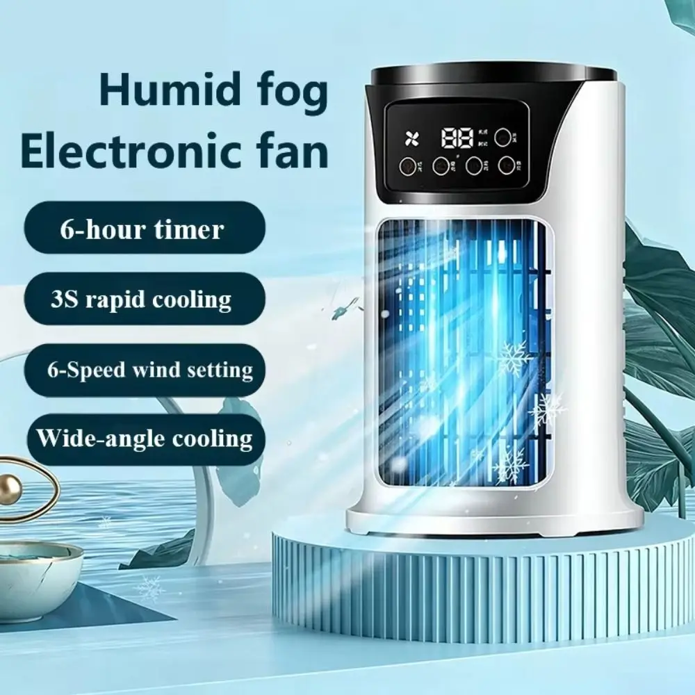 6 Speeds Misting Fan 300ML Water Tank Compact Design Air Cooler Fan Water Mist Atomization USB Power Supply Water Cooling Fan