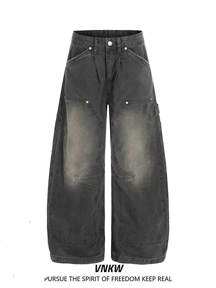 

Джинсы в стиле ретро-американский деконструктивный дизайн, свободные, широкие, универсальные, повседневные, с эффектом потертости, длинные брюки