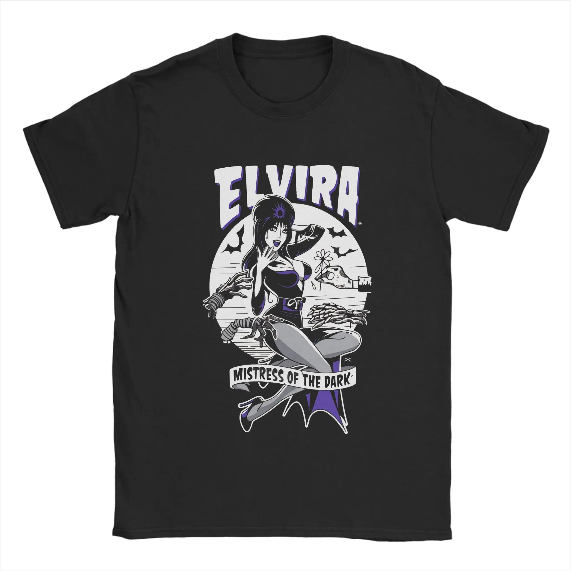 E-Elviras T Shirt Summer Mistress of The Dark 100 Cotton T Shirts For Men Hipster Casual Tshirt Short Sleeve Vintage Clothing