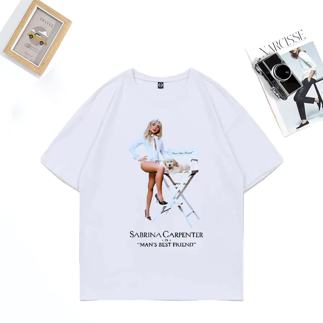تي شيرت سابرينا كاربنتر أفضل صديق برسومات تي شيرت للرجال والنساء ملابس عتيقة بأكمام قصيرة لطيفة من القطن كاواي للجنسين تي شيرت كبير الحجم #2