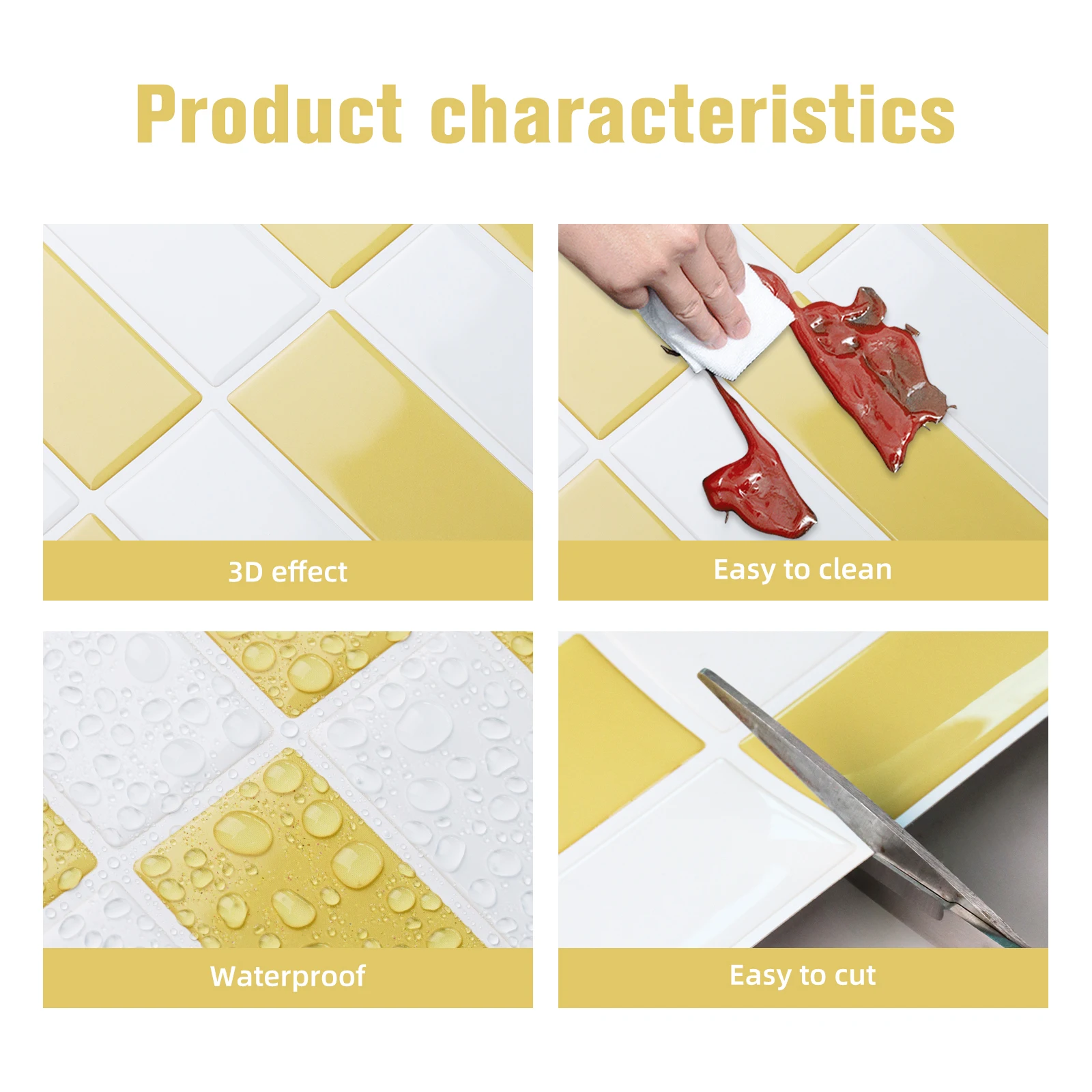 3D Brick Pattern Wall Tiles, 5/10 Pieces Imitation Wall Tile Stickers, Self-adhesive Waterproof Square Wallpaper for Home Decor
