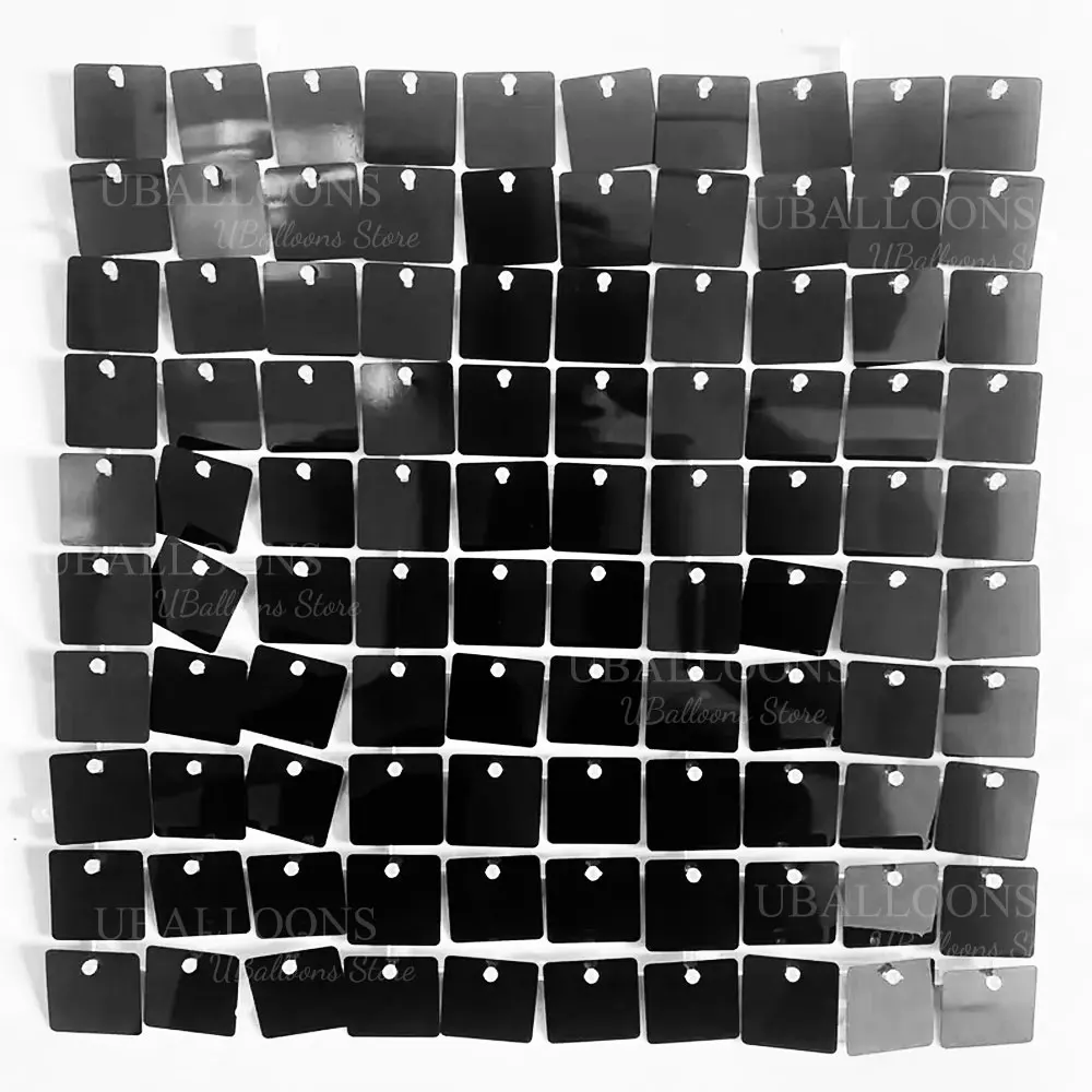 12-24pcs Shimmer Wall Panels Sparkling Black Square Sequin Backdrop for Wedding New Year Prom Anniversary Graduation Party Decor