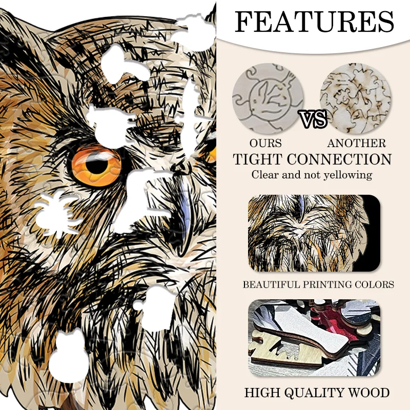 Animale Gufo Puzzle educativo in legno Giocattolo educativo Gioco interattivo genitore-figlio Regalo di festa
