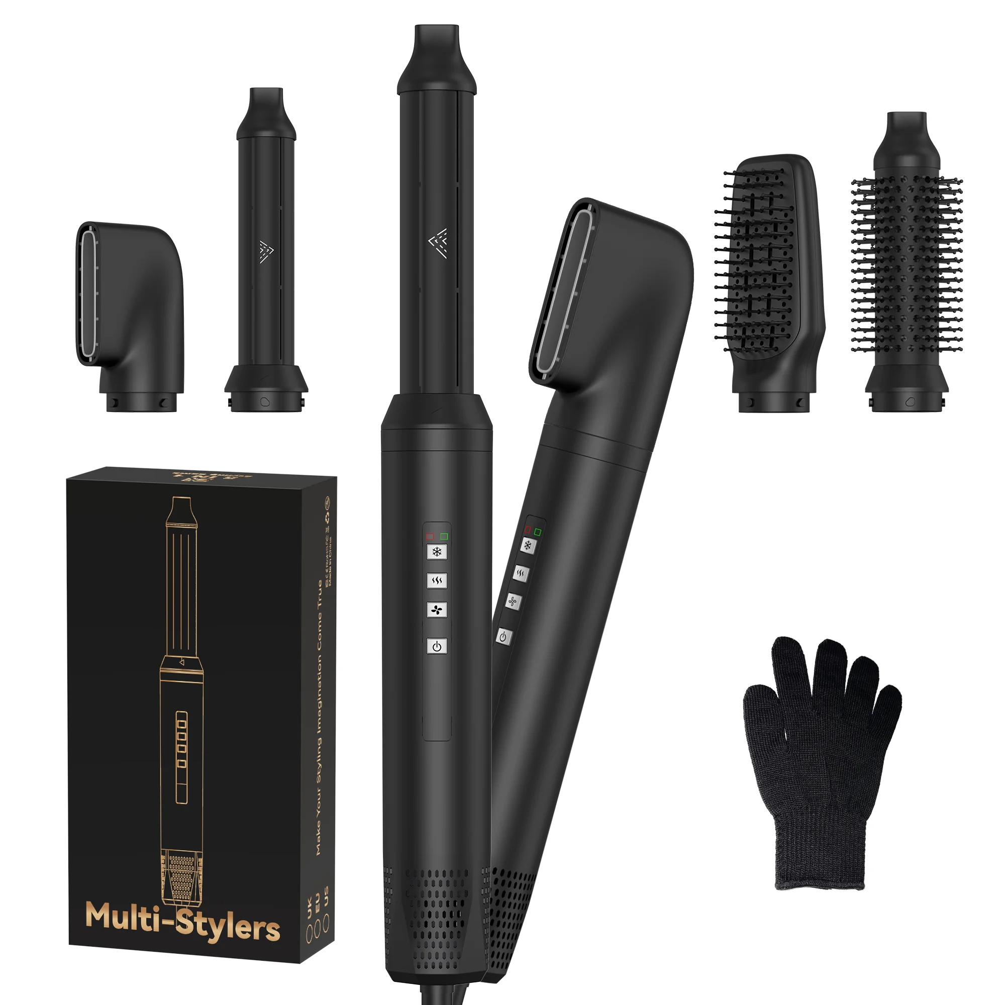 Hair Styler 5 In 1 Hair Dryer Brush Hot-Air Automatic Wrap Curlers For Curling Blow Dryer Brush For Straightening Volumizing