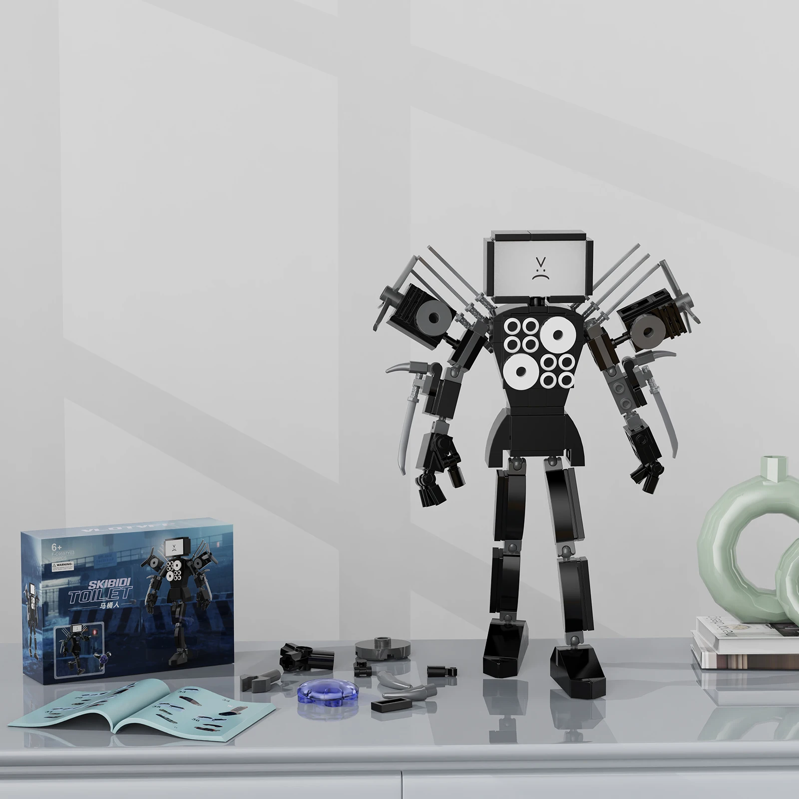 Skibidied 6 in 1 Titan TV Titan Man Monsters Building Block Set Speakerman Titan Model Toys Gifts for Boys and Girls