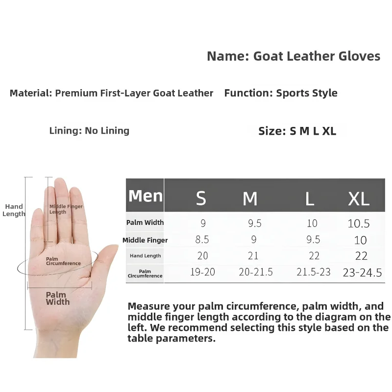 Unisex Half Finger Genuine Goatskin Leather Breathable Anti Slip Fingerless Gloves For Driving Motorcycle Cycling Fitness