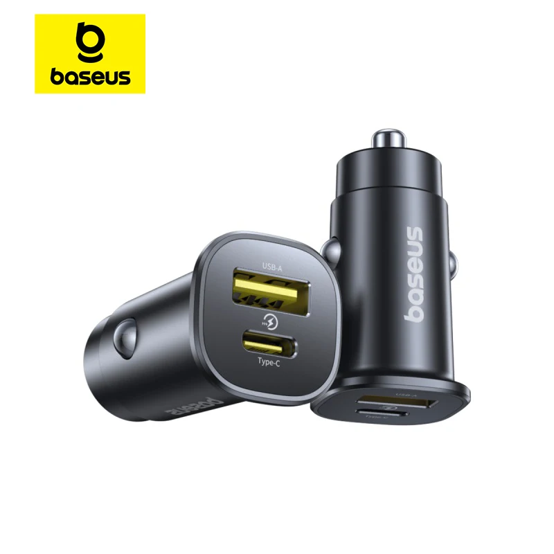 Baseus 30W USB Car Charger Type C Fast Charging  Dual Port Car Phone Charger Adapter For iPhone Samsung Xiaomi Huawei In Car