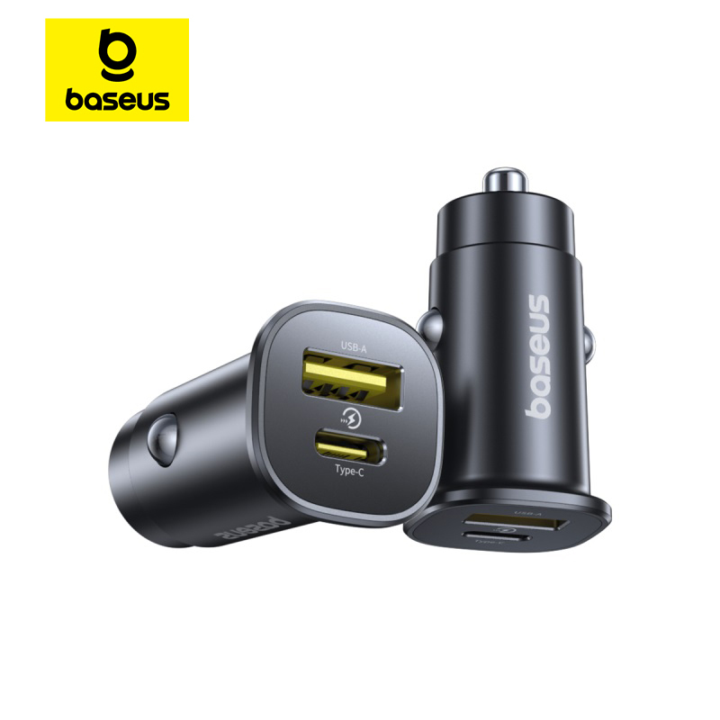  Baseus 30W USB Car Charger Type C Fast Charging  Dual Port Car Phone Charger Adapter For iPhone Samsung Xiaomi Huawei In Car 