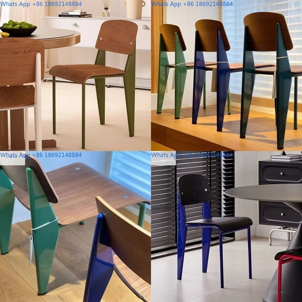 

Retro Solid Wood Dining Chair Nordic Style Cream Backrest Chair for Home Use Small Space