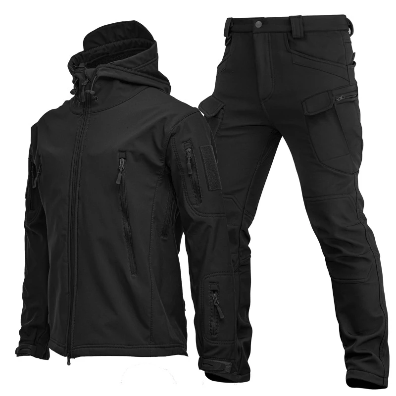 Winter Men Mountain Ski Warm Sets Men Shark Skin Soft ShellWindbreaker Sports Suit Mens Waterproof Padded Sets Tracksuit Coats