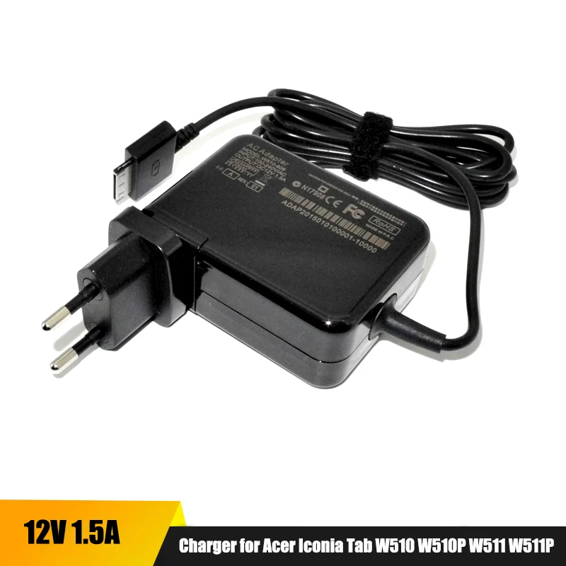 

12V 1.5A Laptop Charger for Acer Iconia Tab W510 W510P W511 W511P Ac Adapter Tablet Wall Charger