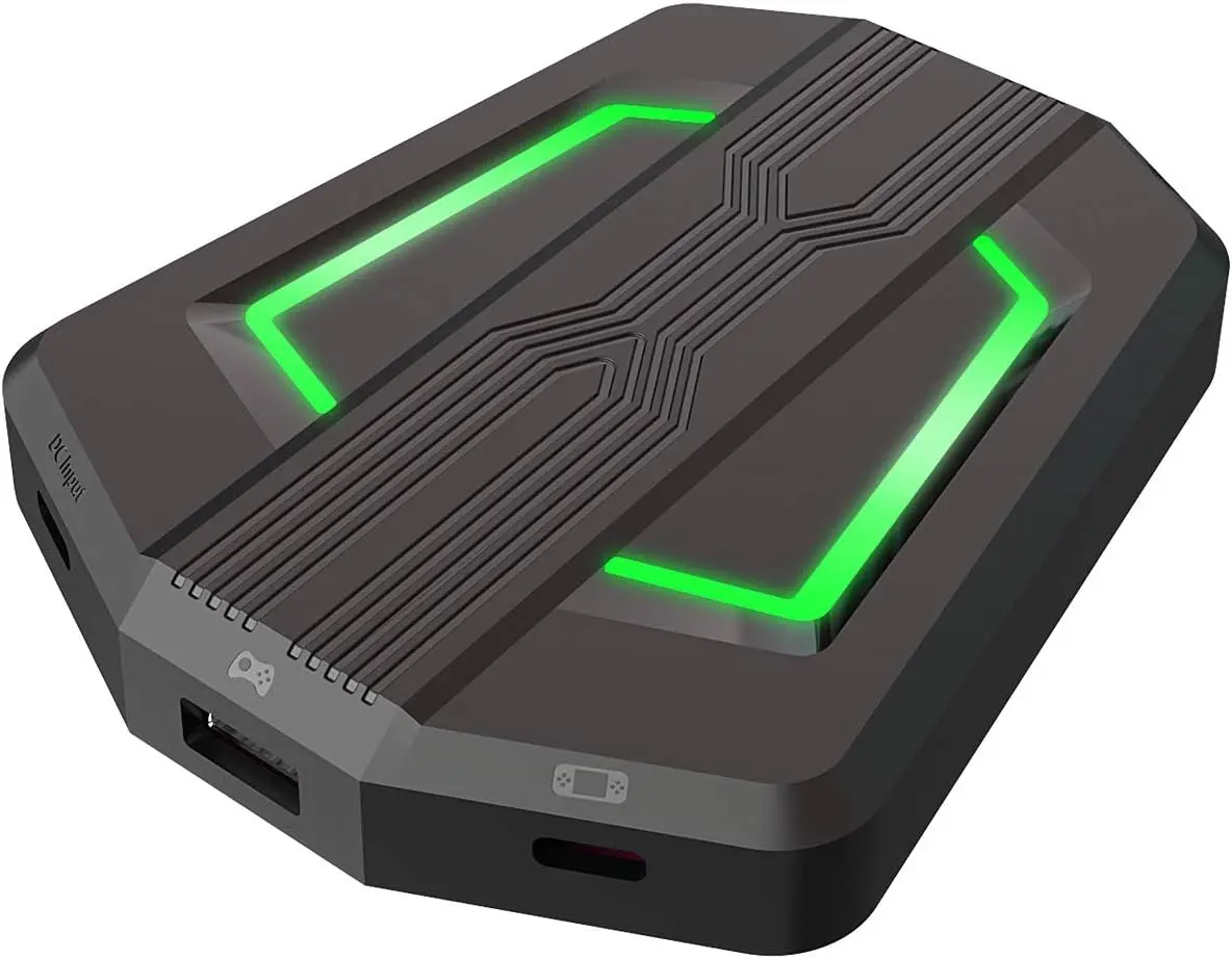 

Конвертер игрового контроллера со светодиодной подсветкой, USB-адаптер/конвертер для клавиатуры и мыши TYPE-C для PS4/Xbox
