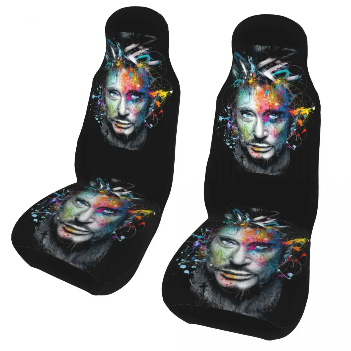 Johnny Hallyday Front Auto Seat Cover for Women Print French France Singer Car Seat Covers Fit Any Truck Van RV SUV 2 Pieces