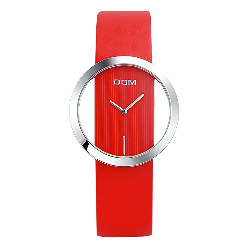 ساعة يد كلاسيكية مجوفة بسيطة من خلال نافذة كوارتز مقاومة للماء للنساء #1