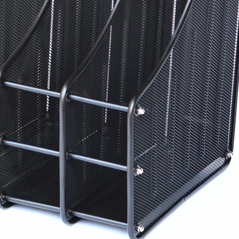 Metal iron mesh, 4 columns, 4 sets, desktop magazine rack, office stationery, archive data storage box, file box