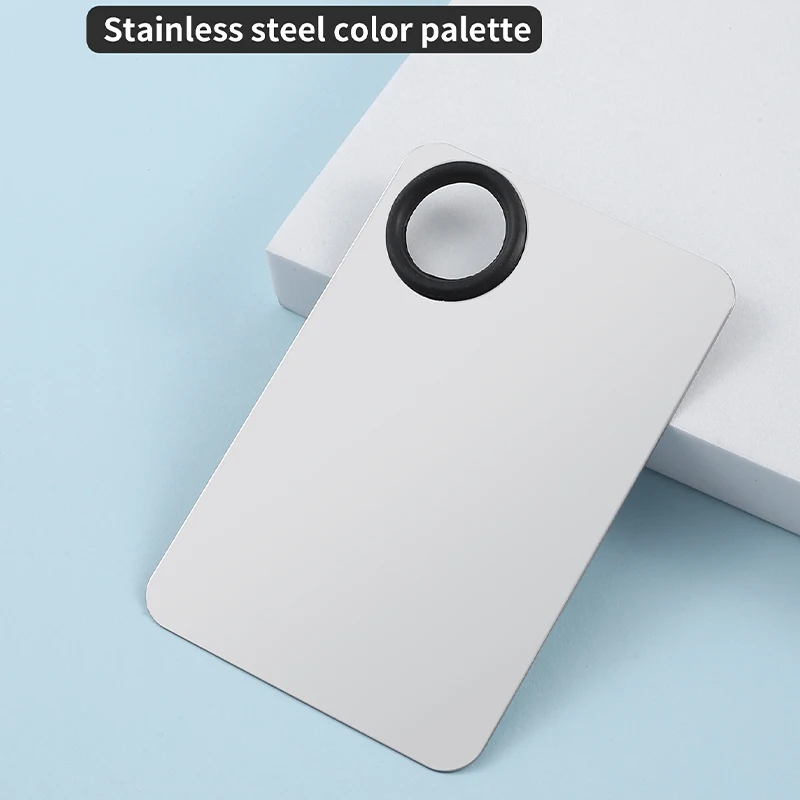 قطعتان من لوحات الألوان المصنوعة من الفولاذ المقاوم للصدأ وعصي الألوان مجموعة مكياج أدوات مطابقة الألوان محمولة وعملية وقابلة للغسل