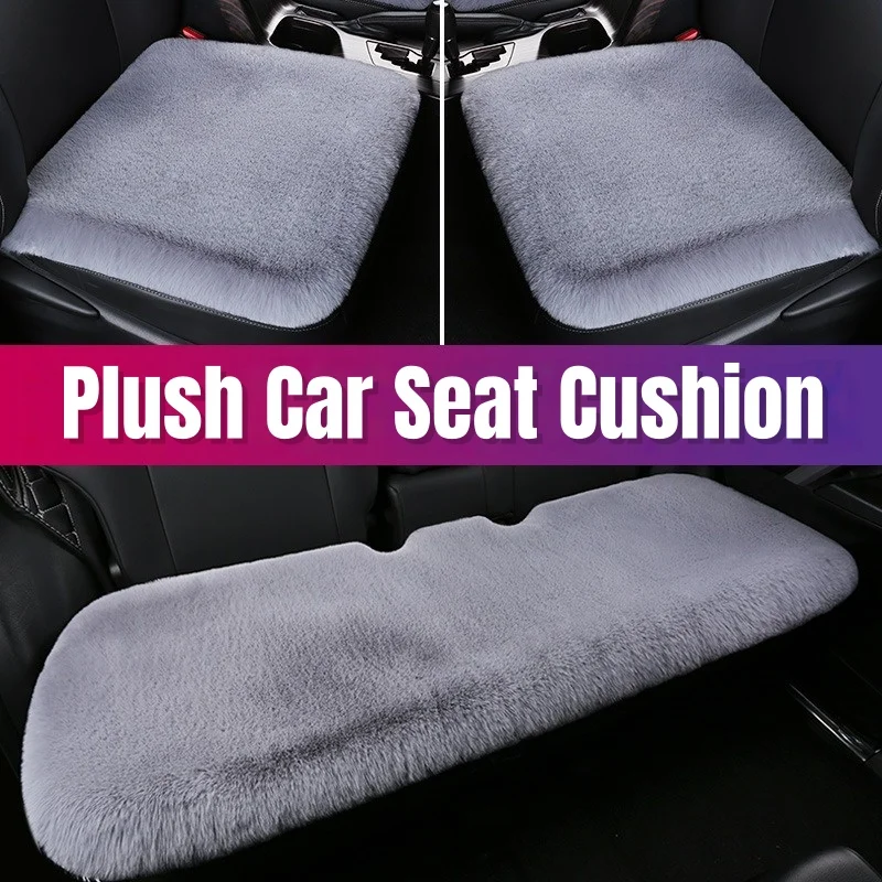

Multicolor Plush Faux Rabbit Fur Car Seat Cushion Winter Warmth Thick Square Cushion for Driver Seat Cover Universal Automotive