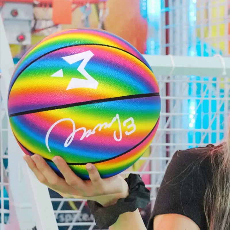 

Rainbow Starry Sky Durable Soft Leather PU Basketball For Indoor And Outdoor