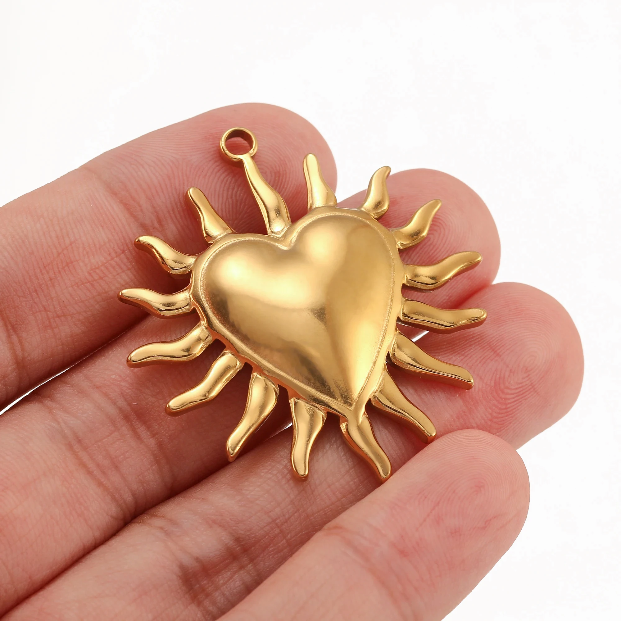 3er-Set Vintage Herzanhänger mit Spikes, große Edelstahl-Liebesherzen, 18K PVD-beschichtet, DIY-Halsketten-Schmuckherstellungszubehör – Detail 5
