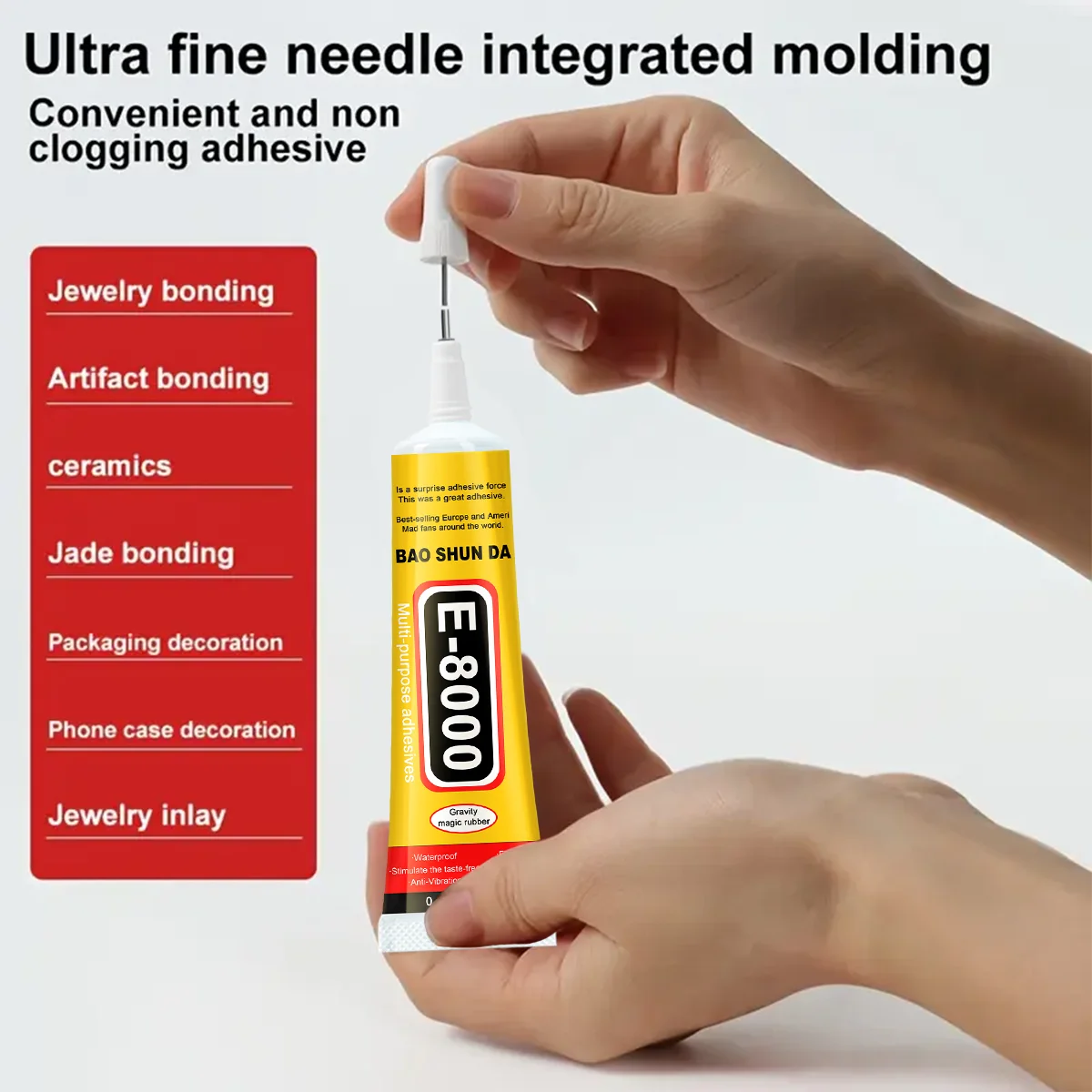 Jxvx-E-8000 초투명 플라스틱 보석, 방수 및 투명, 무취, 휴대폰, 유리, 목재, 모조 다이아몬드 보석 공예, DIY 제작에 사용.