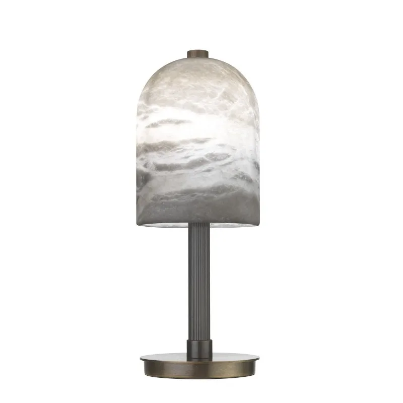 New Chinese marble table lamp 2024 new high-end bedroom bedside lamp retro atmosphere lamp  silent wind design