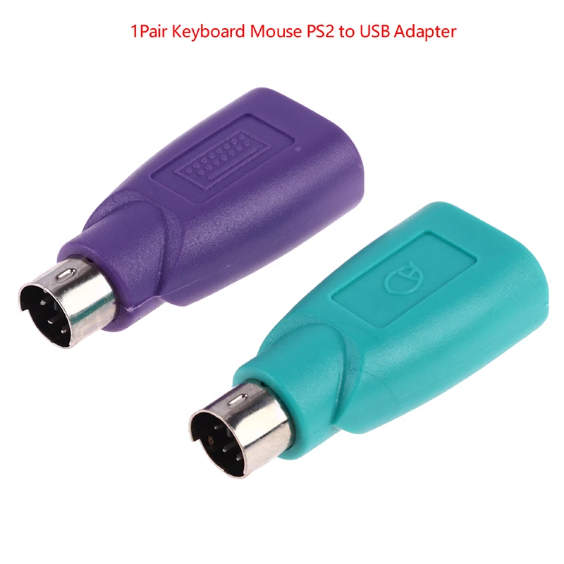 2pcs Converter Keyboard Mouse PS2 PS/2 To USB Adapter Converter For Usb Keyboard Mouse Accessories Purple +Green