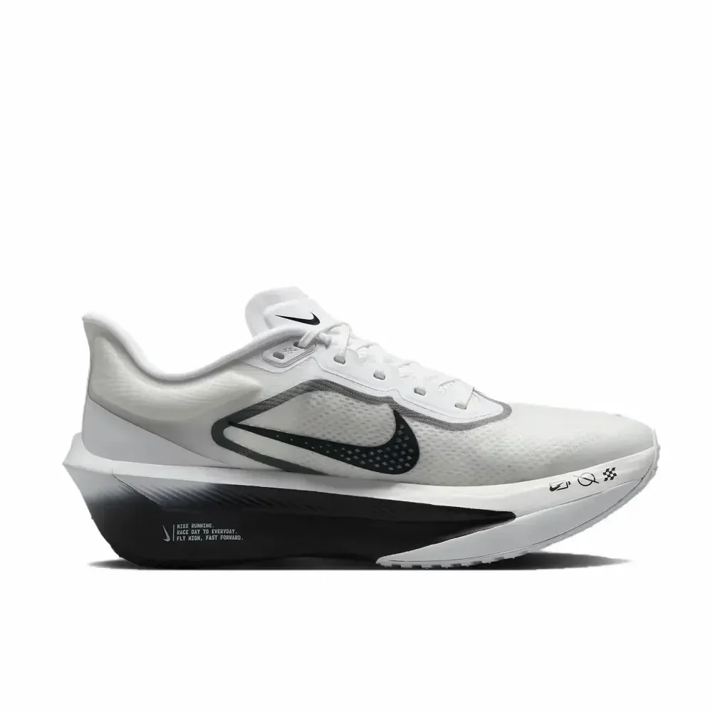 حذاء الجري Nike Zoom Fly 6 للرجال مريح ومقاوم للانزلاق ومقاوم للاهتراء وجزء علوي منخفض كاجوال أبيض ورمادي وأسود