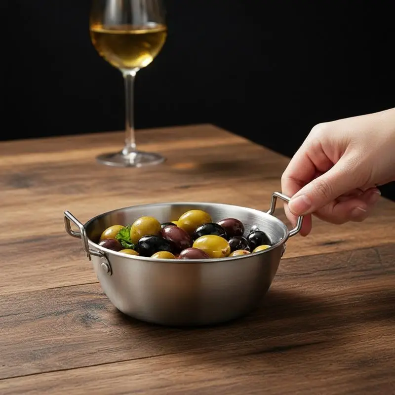 1pc 304 Stainless Steel Bowl with Handle Instant Noodle Korean Rice Wine Bowl for Easy Food Carrying and Serving